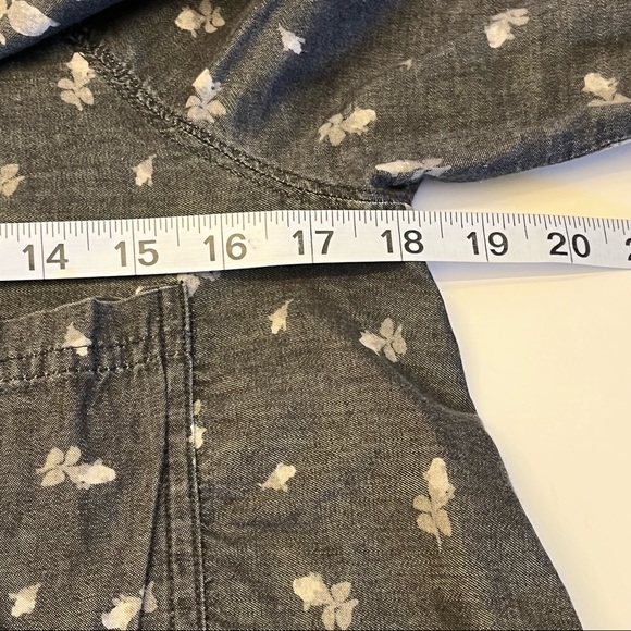 Free People Womens Long Sleeve Mixed Media Floral Dark Gray Boho Button … - Picture 9 of 12